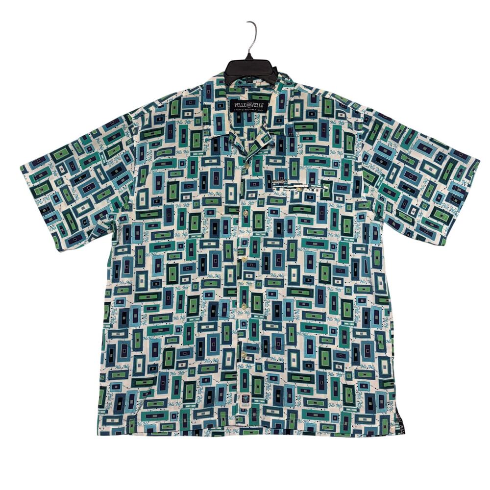 Vintage Pelle Pelle Marc Buchanan Camp Shirt Mens XL Geometric Short Sleeve 90s